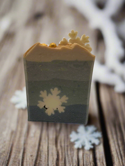 bar of soap with snowflake design