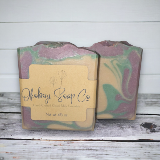 Purple, teal and tan swirled bar soap | Okoboji Soap Company