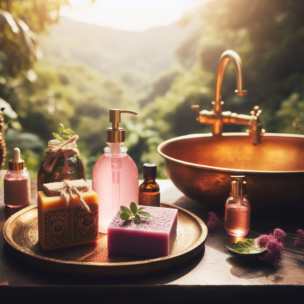 Artisanal soap by a brass sink