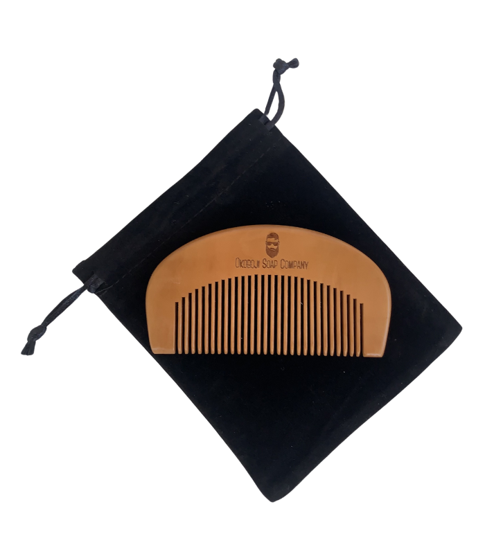 Beard comb with 3x4 black velvet pouch | Okoboji Soap Company