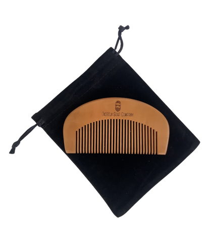 Beard comb with 3x4 black velvet pouch | Okoboji Soap Company