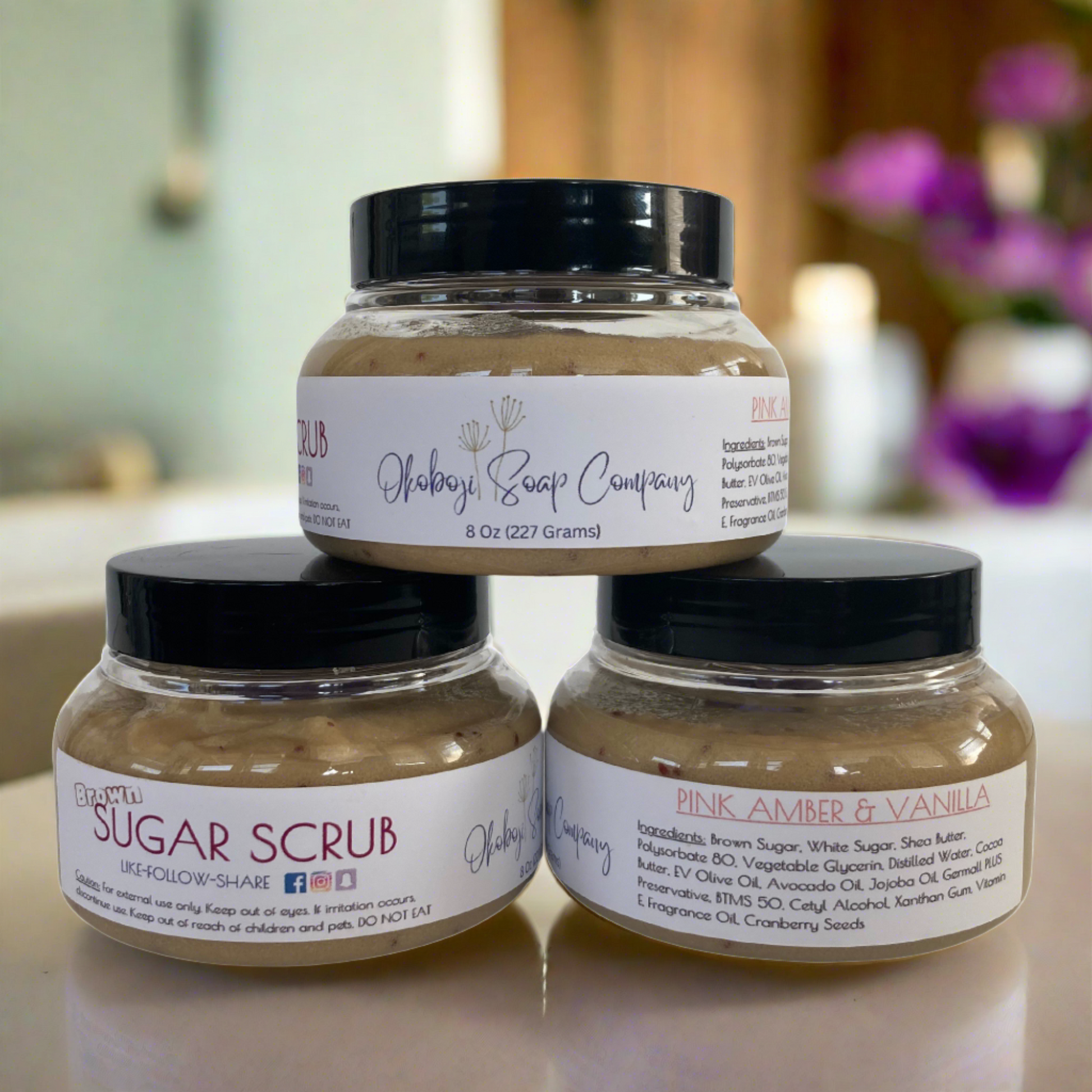 tubs of brown sugar body scrub | Okoboji Soap Company