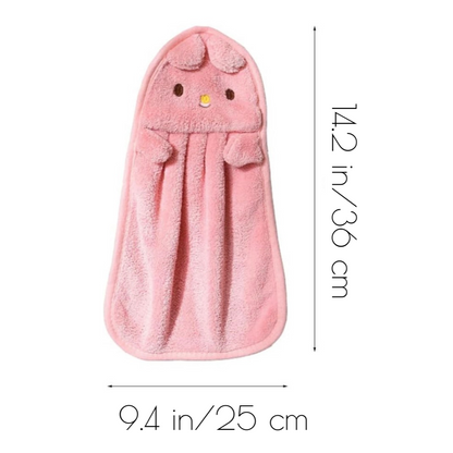 Pink Bunny Children's hand towel dimensions 9.4 wide by 14.2 long   | Okoboji Soap Company