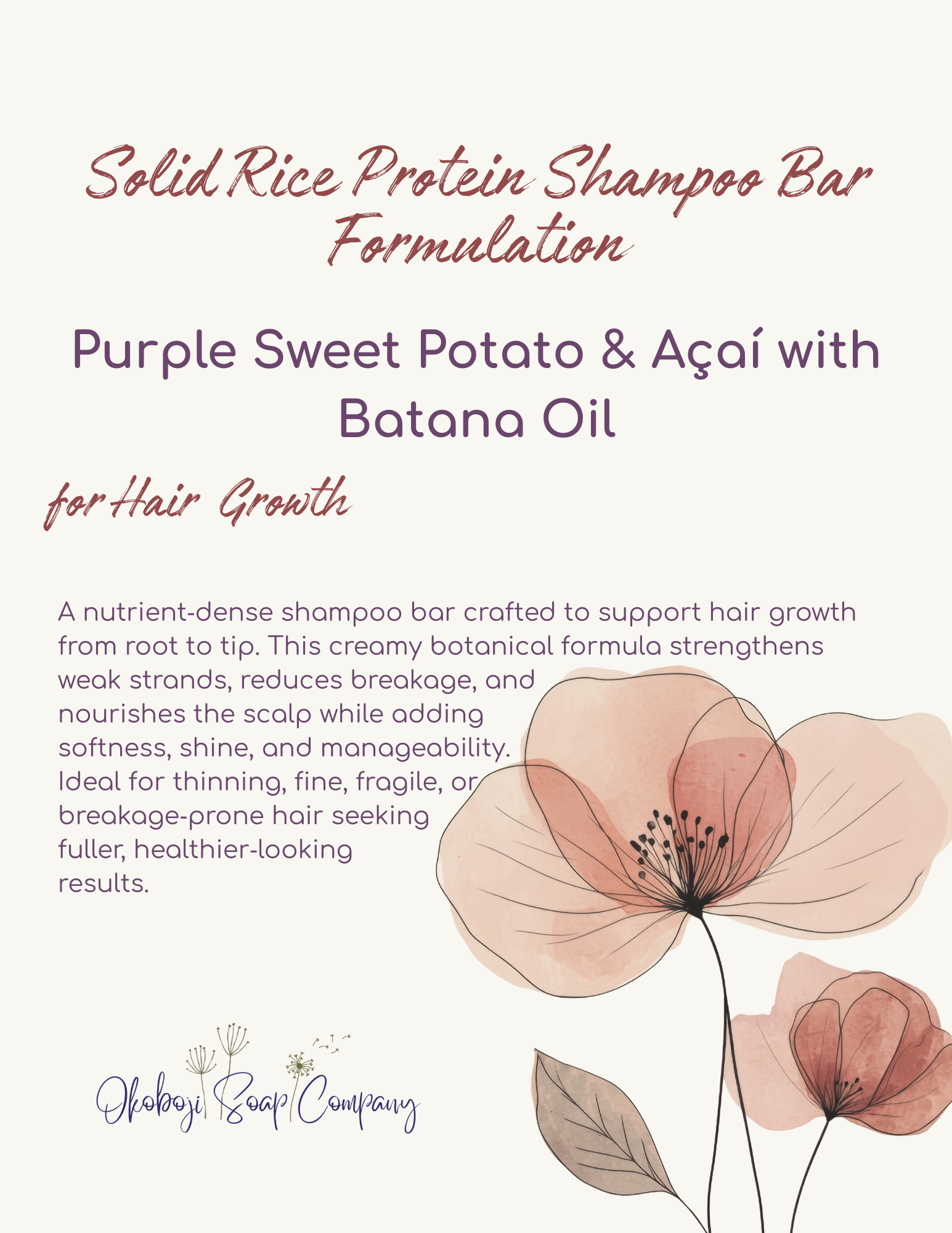 PDF Download | Signature Purple Sweet Potato + Açaí Shampoo Bar Formula (Hair Growth)