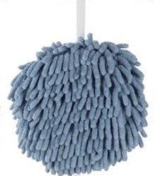 Cottage Blue Hanging Ball Towels example | Chenille Hand Towels | Okoboji Soap Company