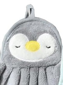 Grey Penguin face example in children's hand towel | Okoboji Soap Company