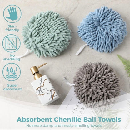 Multicolored Hanging Ball Towels | Chenille Hand Towels | Okoboji Soap Company