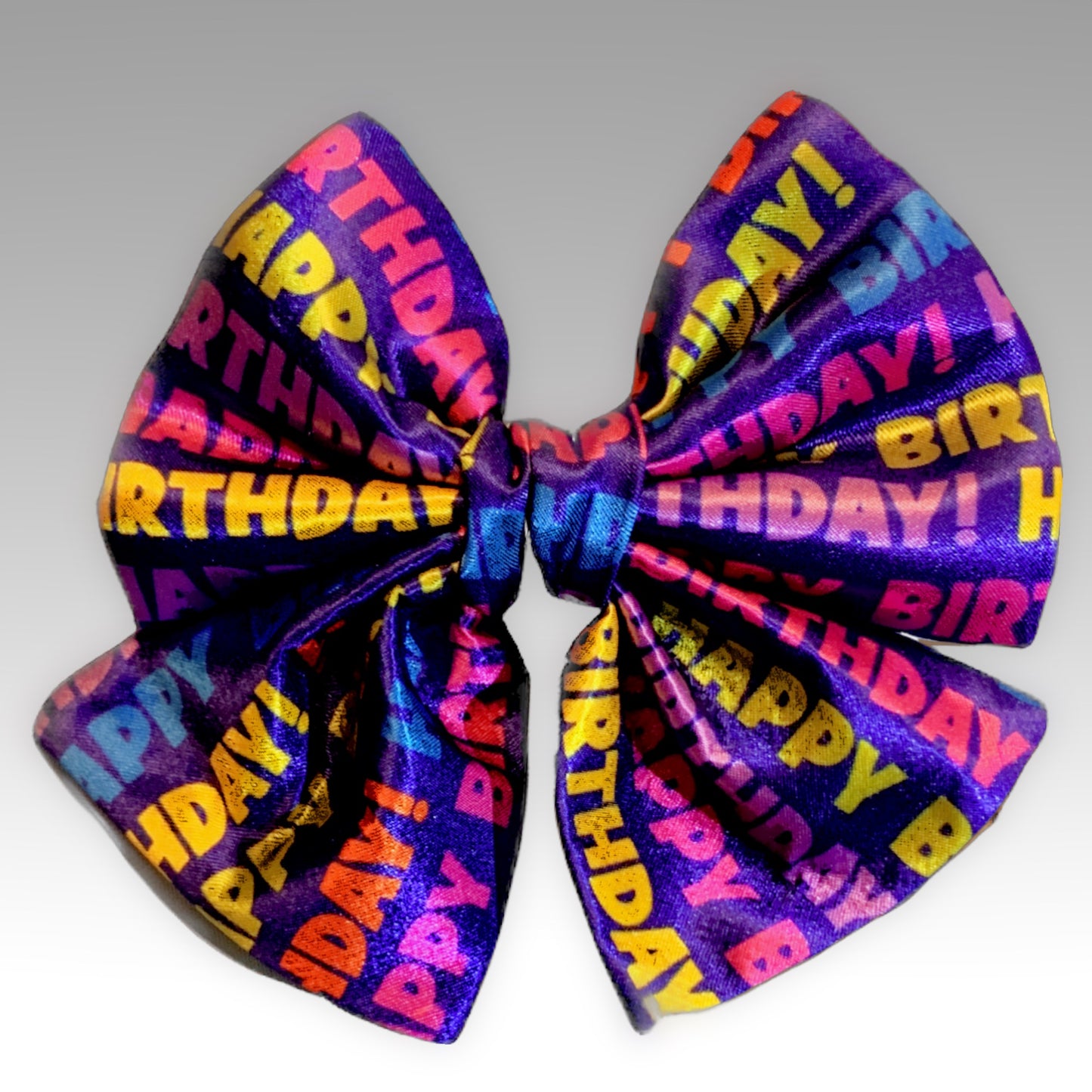 Blue with multicolored "happy Birthday" Pet Bowtie "HAPPY BIRTHDAY" Satin Sailer Necktie