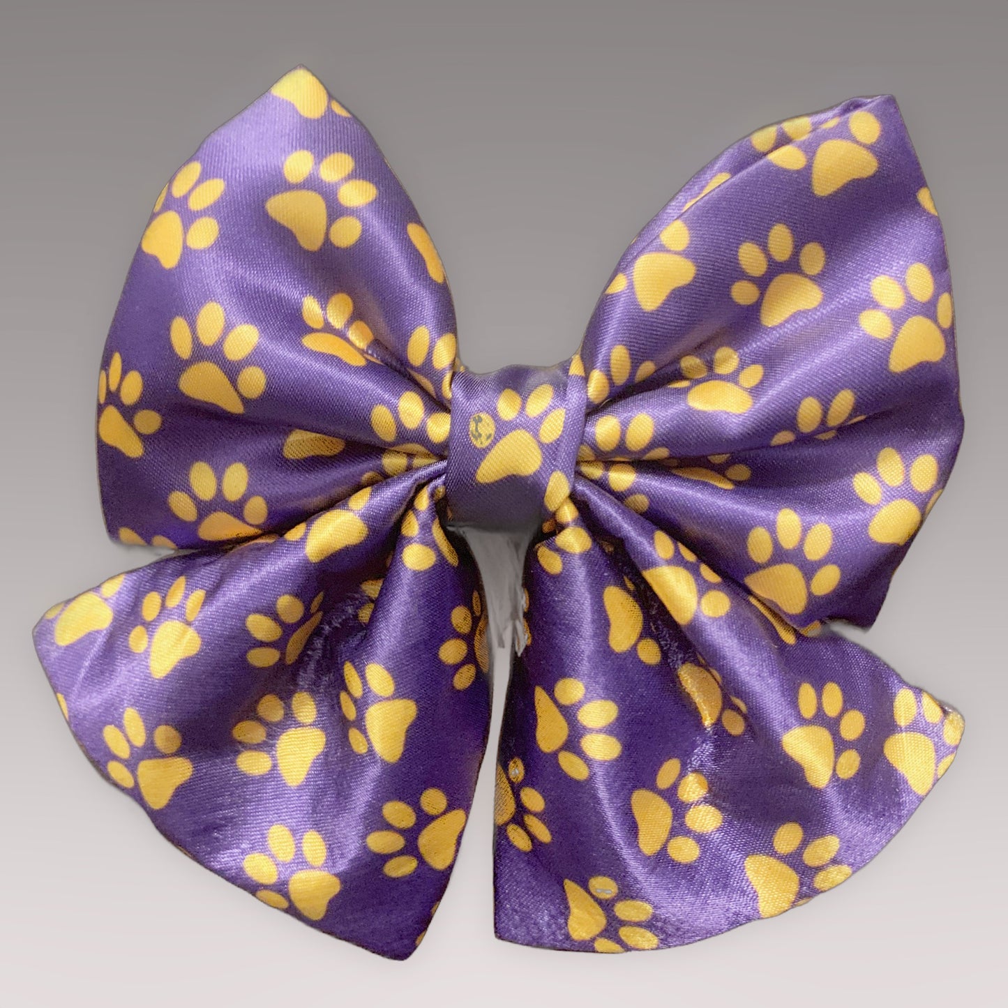 Purple with gold paw prints Vikings or Spencer tigers Pet Bowtie "GO TEAM" Satin Sailer Necktie