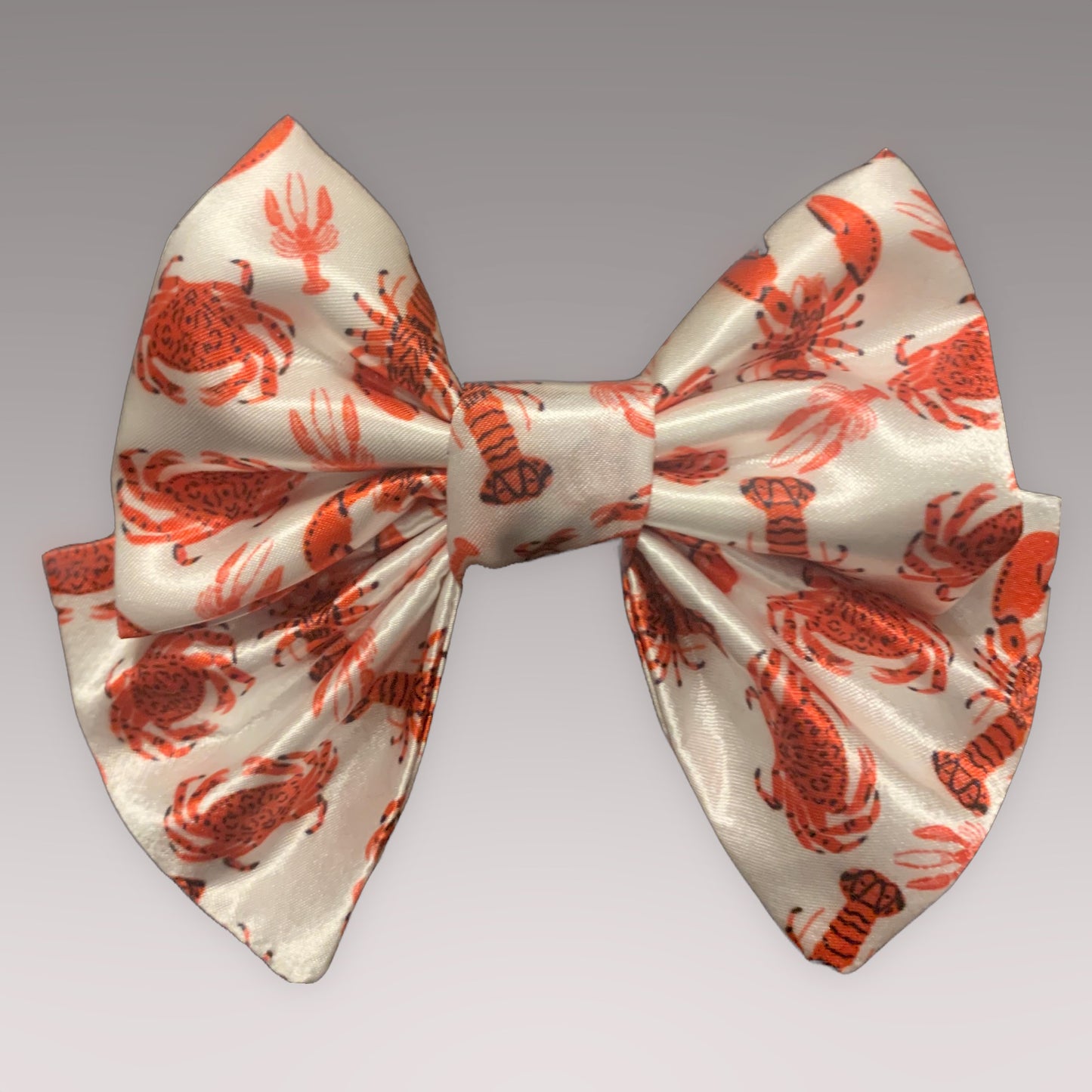 White with red lobsters Pet Bowtie "Larry Lobster" Satin Sailer Necktie