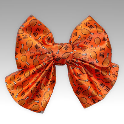 orange with turkey legs Pet Bowtie Thanksgiving "Leg Day" Sailer Necktie